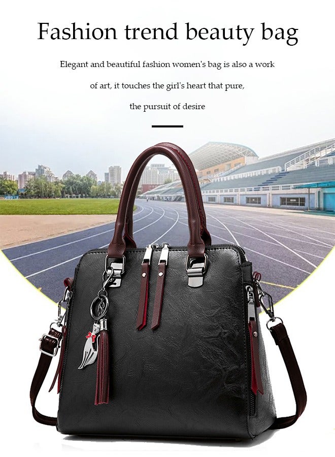 DUNISO Women's Fashion Handbag PU Leather Shoulder  Bag For Women Large Capacity Tote Bags with Removable Shoulder Strap Top Handle Satchel  Suitable for Daily, Business, and Shopping (Black） - Image 3