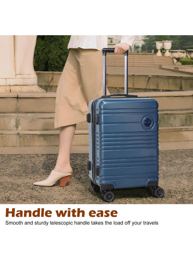 Aklsvion ABS+PC Carry on Luggage set 3 Pcs suitcace with Spinner wheels TSA Lock 20-In hardshell Lightweight Luggage set(Navy) - Image 1