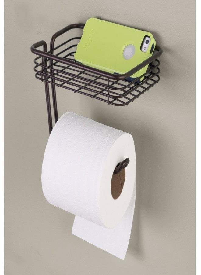 InterDesign iDesign Classico Metal Wall Mount Toilet Paper Tissue Holder, Roll Reserve with Shelf for Kids', Guest, Master, Office Bathroom, 7.25" x 5.25" x 5.25", Bronze,69151 - Image 2