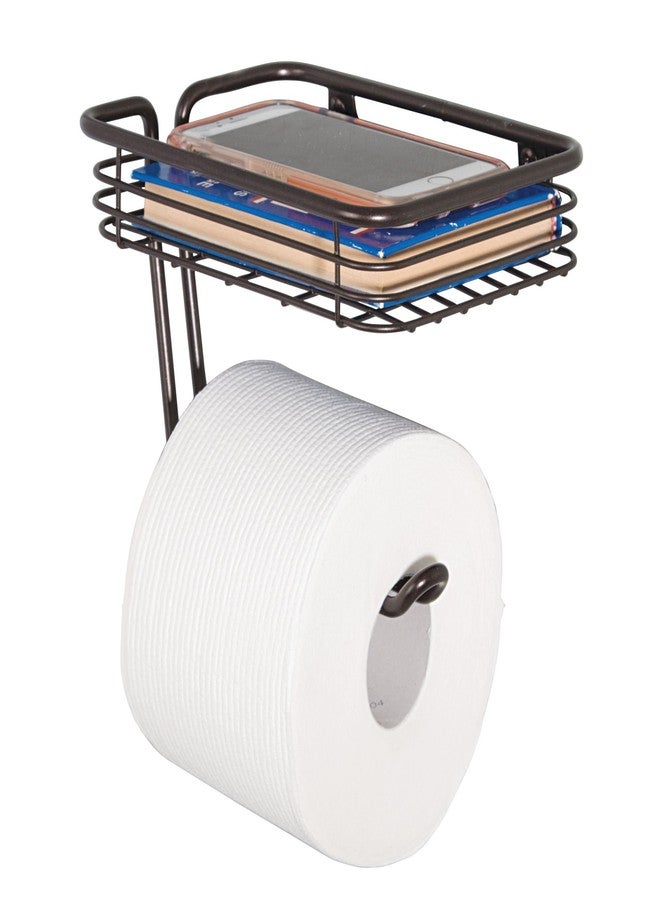 InterDesign iDesign Classico Metal Wall Mount Toilet Paper Tissue Holder, Roll Reserve with Shelf for Kids', Guest, Master, Office Bathroom, 7.25" x 5.25" x 5.25", Bronze,69151 - Image 1