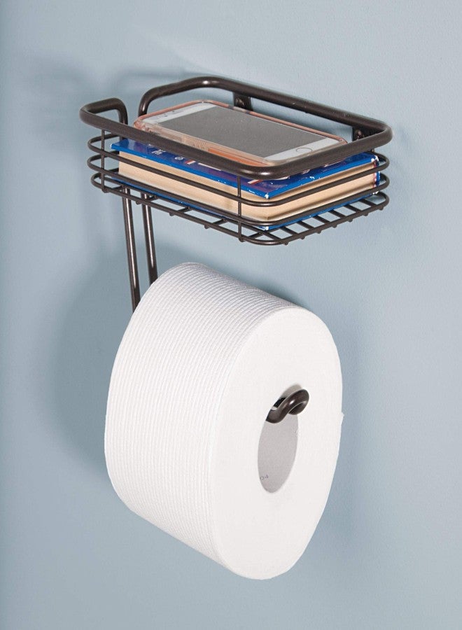 InterDesign iDesign Classico Metal Wall Mount Toilet Paper Tissue Holder, Roll Reserve with Shelf for Kids', Guest, Master, Office Bathroom, 7.25" x 5.25" x 5.25", Bronze,69151 - Image 4