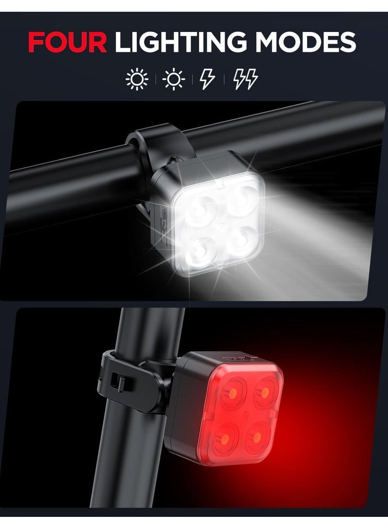 AirYoung Bike Lights Set, Rechargeable Bicycle Lights Front and Rear, 4 Light Mode Options, Bike Headlight, IPX4 Waterproof, Easy to Install for Men Women Road (2 Pack) - Image 5
