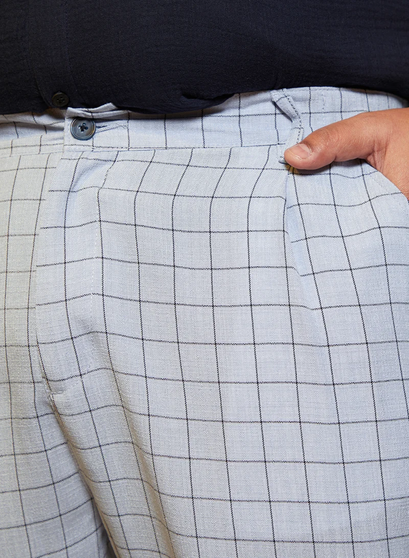 Instafab Plus  Men's Cloud Grey Graph Tailored Trousers For Casual Wear | Mid-Rise | Regular Fit | Button Closure | Plus Size Trousers Crafted With Comfort Fit For Everyday Wear for Men | Best Price UAE