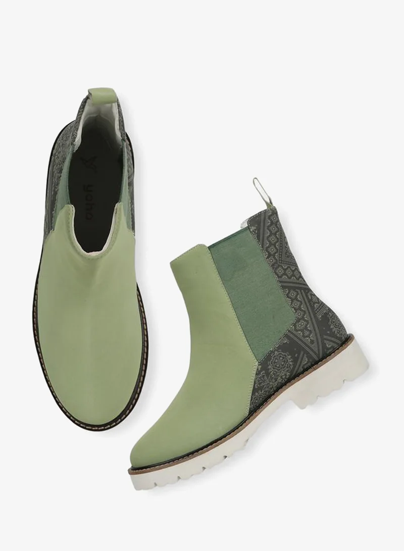 Yoho Green Green Comfortable Lightweight Printed Boots for Women | Best Price UAE