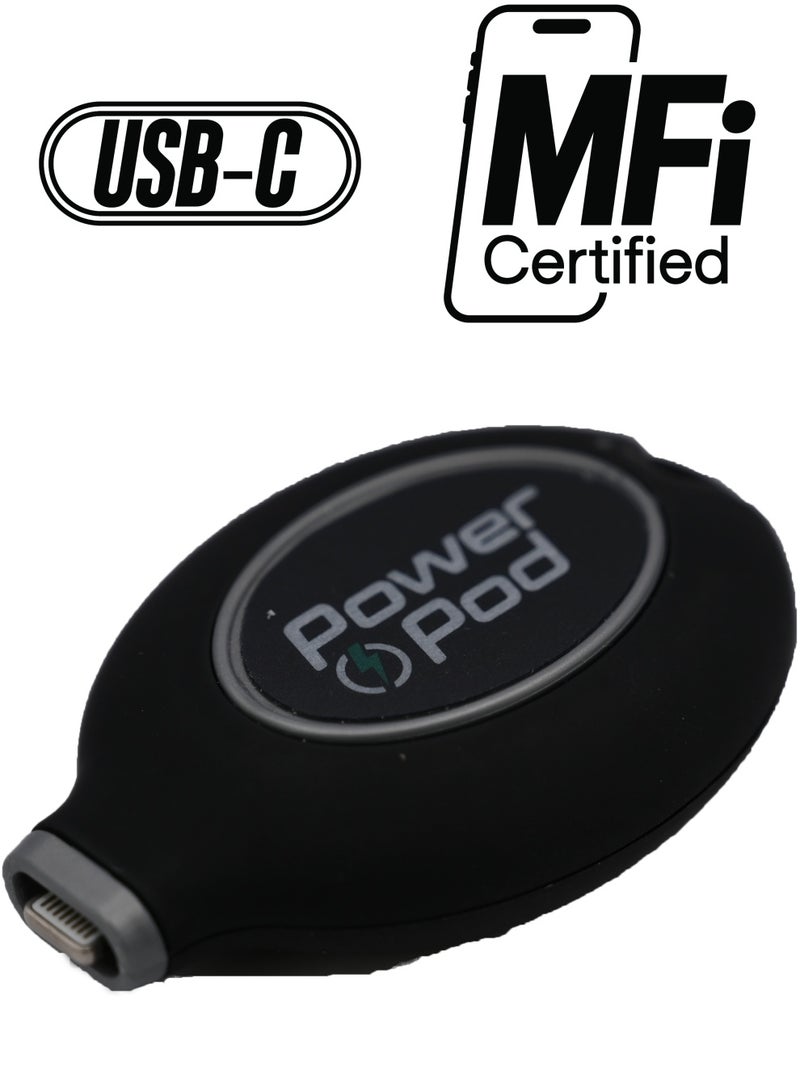Power Pod 2-Hour Car Keychain Accessories Emergency Charger, Rechargeable Keychain And Reusable Keychain Phone Charger, Compatible With Iphone Power Pod With Key Ring Quick Connect Clip & Charging Cord  - Image 1