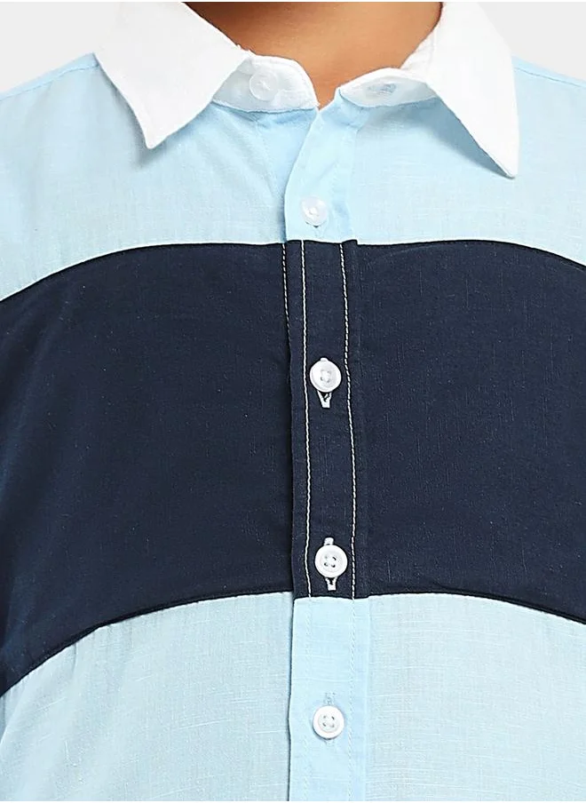 ليل بيكس Color Block Cotton Casual Shirt by Styli