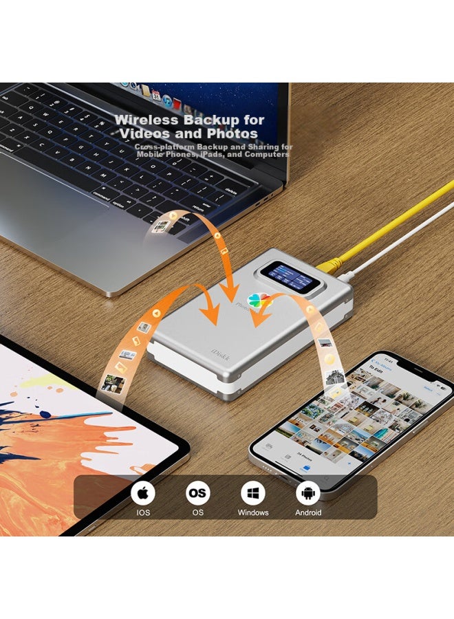 Idiskk 4tb Portable Wireless Hard Drive Universal For Phone, Ipad, And Computer, Video And Photo One-click Remote Backup, Data Sharing And Synchronization, Expandable Support - Image 1