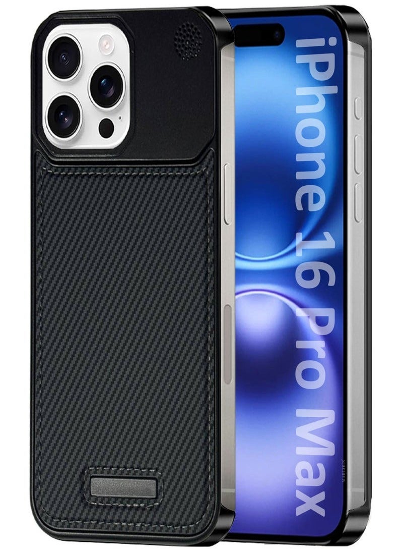 CATANES iPhone 16 Pro Max Case Leather Metal Design, Slim Lightweight Minimalist Cover