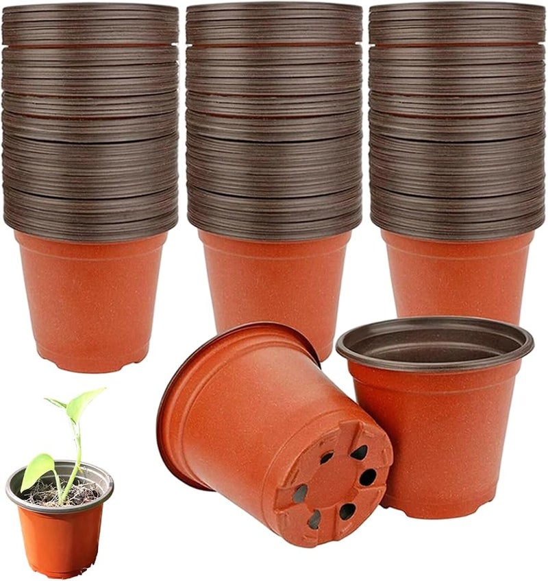 100PCS 5 3 Inch Thickened Plastic Nursery Pots With Drainage For Indoor Outdoor Plants - Image 1