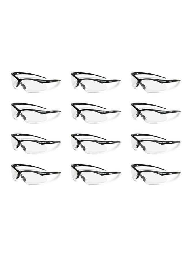 Jackson Safety 50000 SG Glasses Anti-Scratch Clear Lenses with Black Frame (Pack of 12 Pairs) Black 50001 12 - Image 1