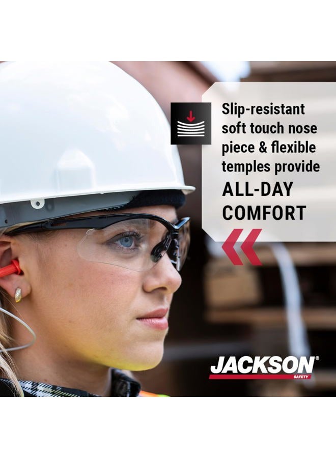 Jackson Safety 50000 SG Glasses Anti-Scratch Clear Lenses with Black Frame (Pack of 12 Pairs) Black 50001 12 - Image 2