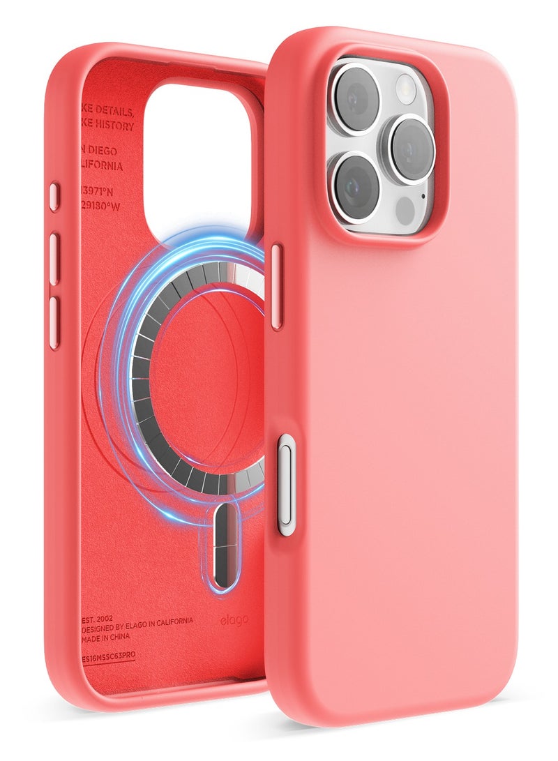 Elago Magnetic Liquid Silicone for iPhone 16 Pro MAX Case Cover Compatible with MagSafe Shockproof - Pink - Image 1