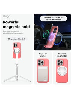 Elago Magnetic Liquid Silicone for iPhone 16 Pro MAX Case Cover Compatible with MagSafe Shockproof - Pink  - Image 2
