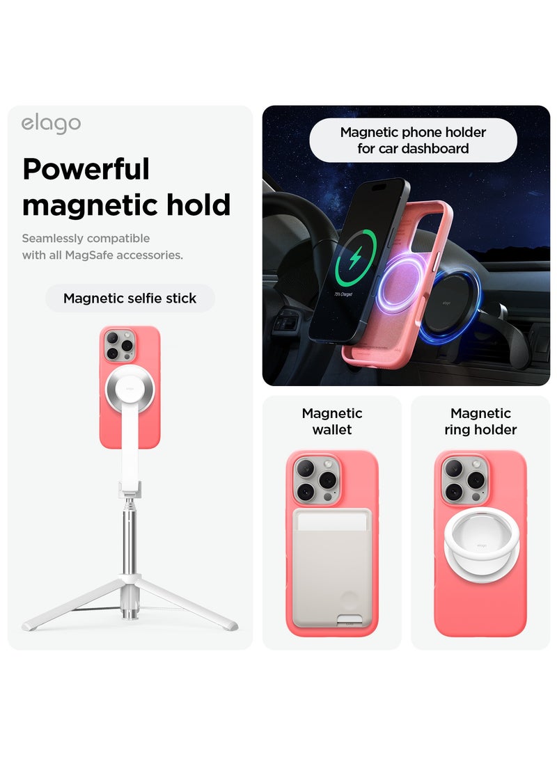 Elago Magnetic Liquid Silicone for iPhone 16 Pro MAX Case Cover Compatible with MagSafe Shockproof - Pink - Image 2