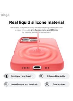 Elago Magnetic Liquid Silicone for iPhone 16 Pro MAX Case Cover Compatible with MagSafe Shockproof - Pink  - Image 3