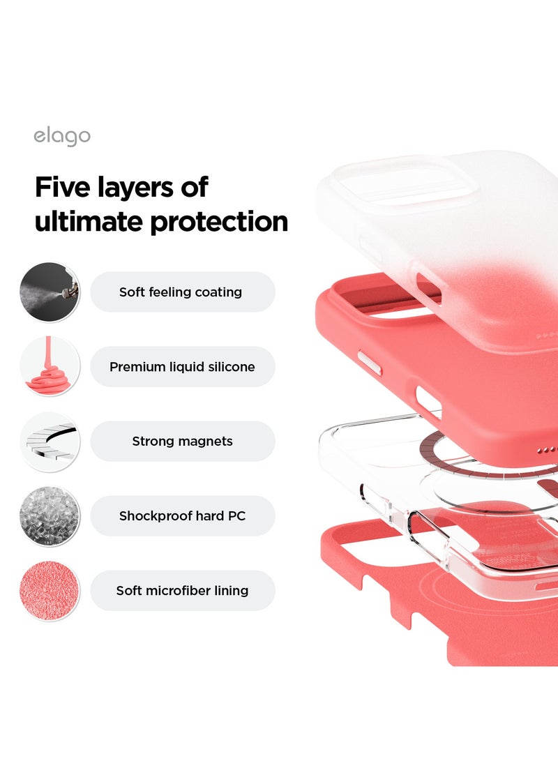 Elago Magnetic Liquid Silicone for iPhone 16 Pro MAX Case Cover Compatible with MagSafe Shockproof - Pink - Image 5