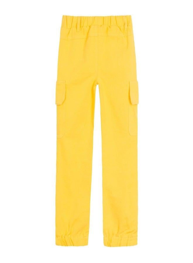 Mud Kingdom Big Boys Joggers Cargo Pant Elastic Waist Cotton Outdoor Woven with Pockets Yellow Size 12 - Image 3