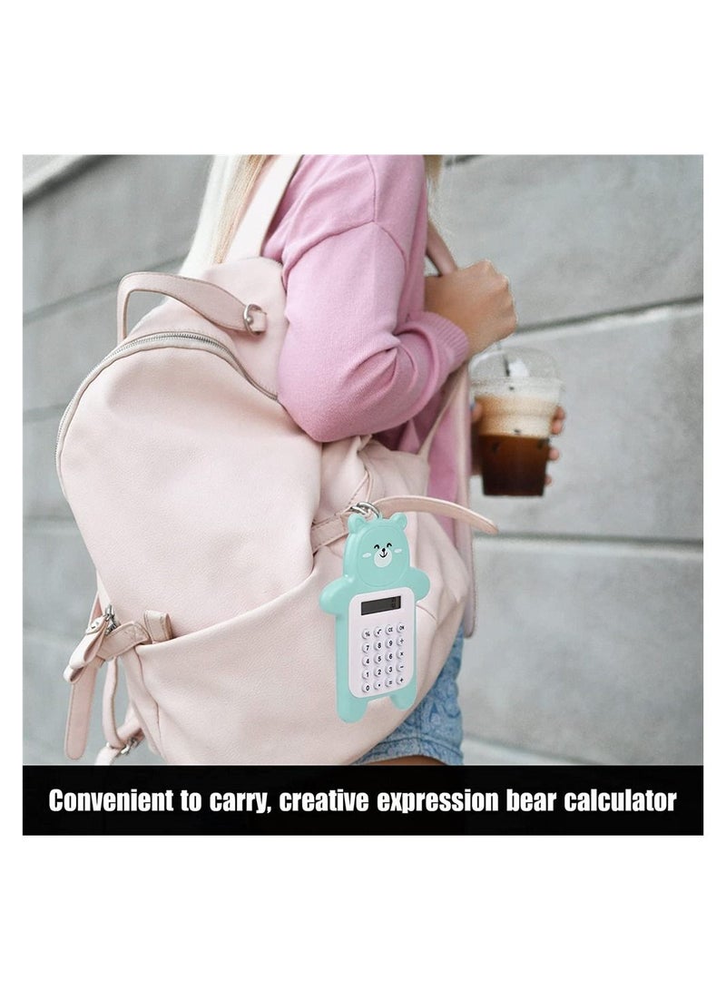 3 Packs Basic Calculator Creative 8-Digit Display Beginner Portable Cartoon Bear Style Calculator Rubber Button Pocket Size Calculator for Desktop Home Office Students Supplies - Image 5
