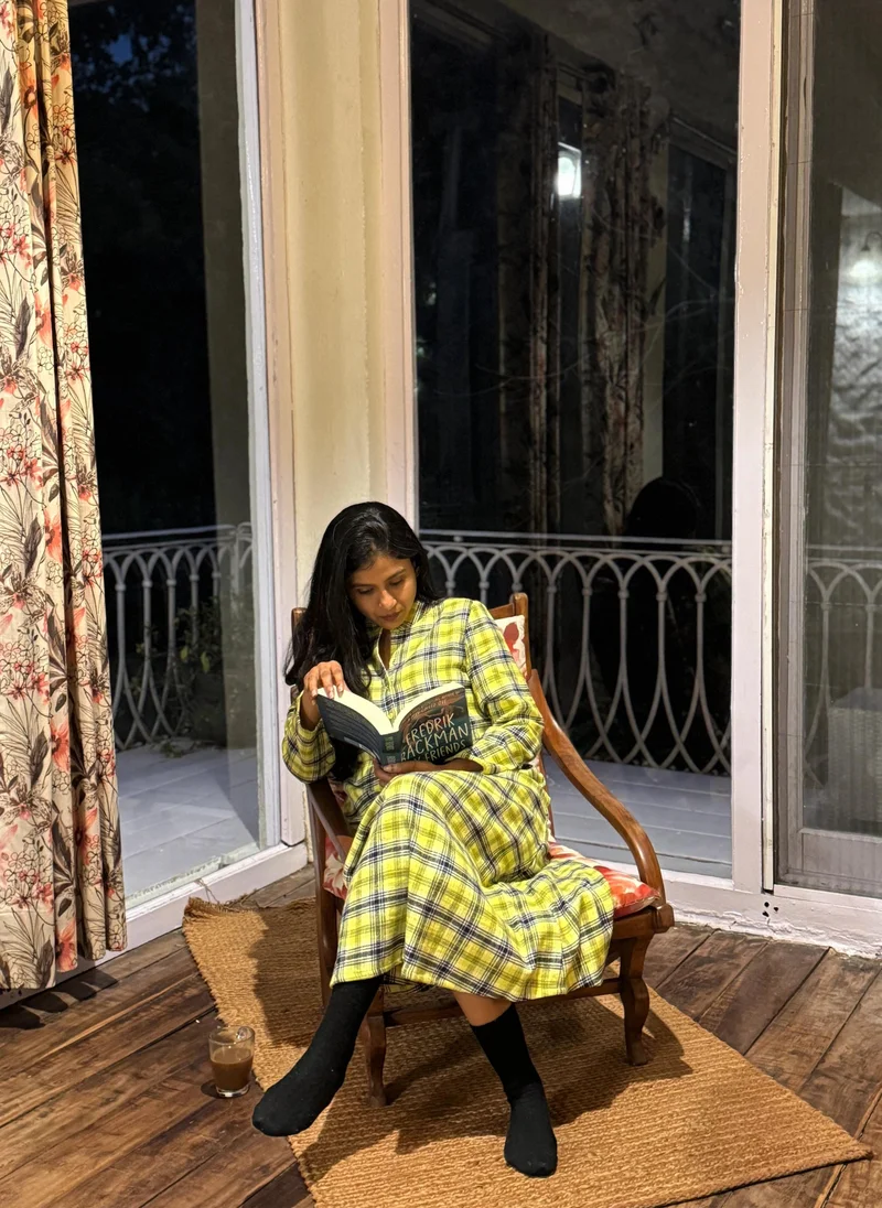 trueBrowns trueBrowns Lime Check Woollen Dress