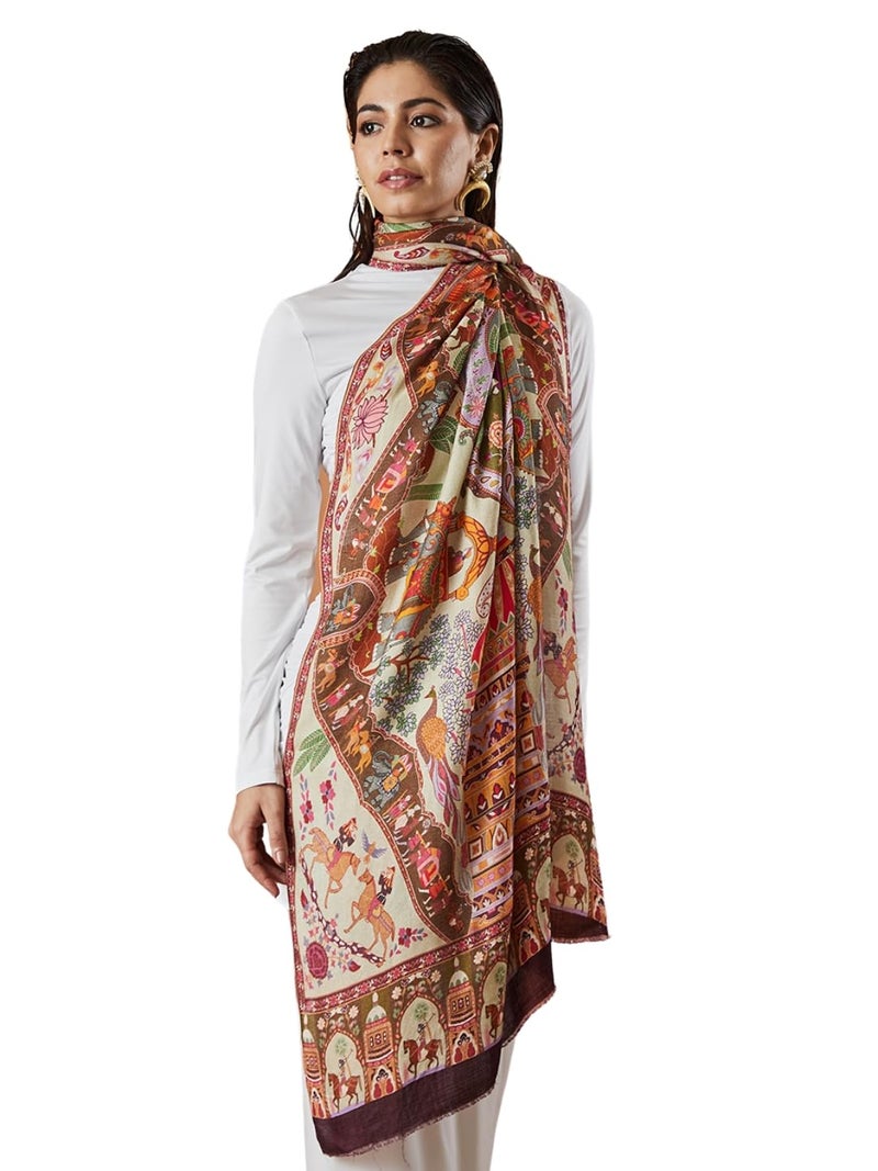 Pashmoda Women Bahaari Fine Soft Bamboo Fibre Stole (Size : 71X203 CM) - Image 1