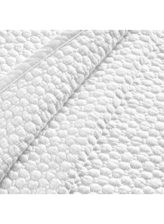 Pan Home Quilted Bedspread Set 3-Piece - White - Image 3