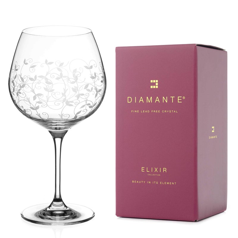 DIAMANTE Gin Glass Copa Floral Single  Crystal Gin Balloon Glass