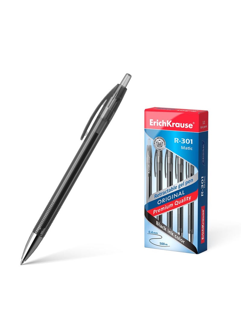 ErichKrause Retractable gel ink pen R-301 Original Gel Matic, ink color: black (box 12 pcs.)  - Image 1