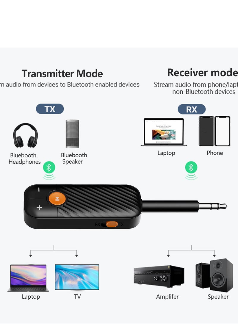 Excefore - Wireless Car Audio Adapter, Hands-Free Bluetooth Receiver and Transmitter with 3.5mm Plug, Music Streaming for Home and Car Stereo, Bluetooth Aux Kit - Image 1