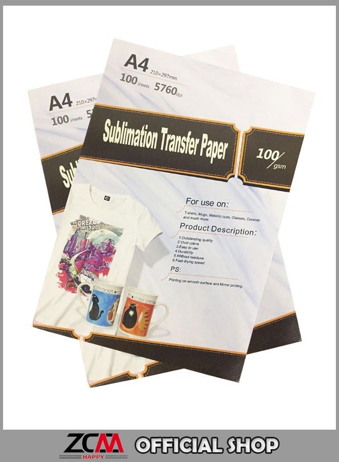 ZCM-HAPPY 200-Piece A4 Sublimation Transfer Paper - Image 1