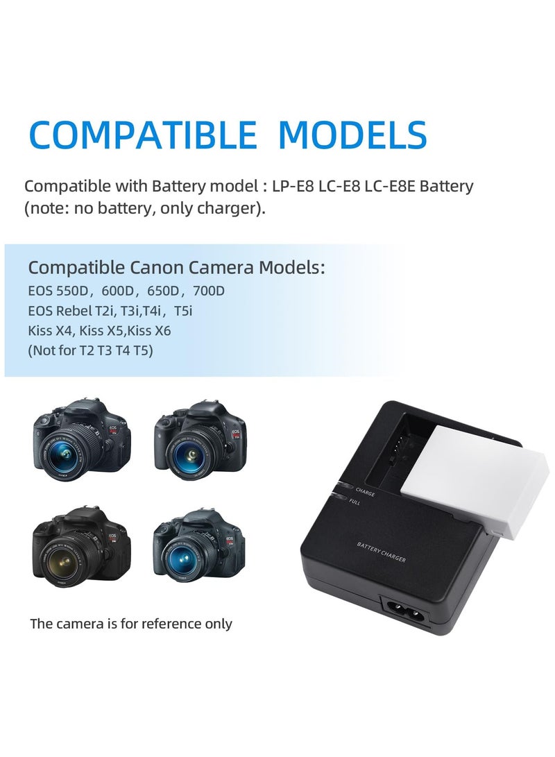 INSIJAM LC-E8 Battery Charger for LC-E8 LP-E8 Battery Compatible with Canon EOS Rebel T2i T3i T4i T5i 550D 600D 650D 700D Kiss X4 X5 X6i X7i Cameras and More  - Image 2