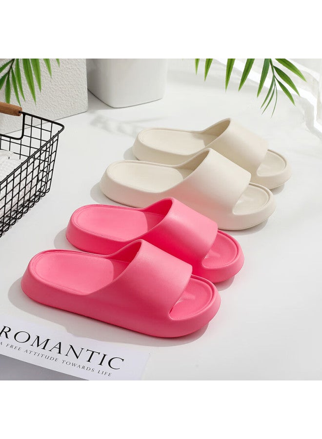 Xggc Men's Slippers, Comfortable Summer Non-slip Bathroom Shower Eva Thick-soled Couple Home Use Sandals, Rose Red, Size 38-39