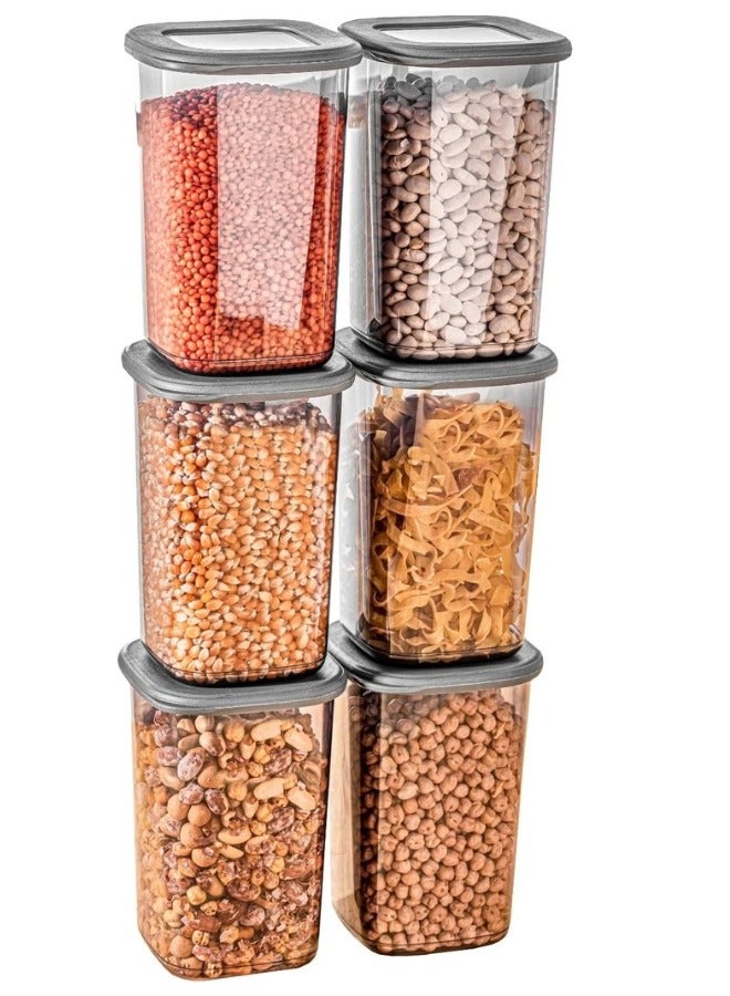 أورجانيزرز 2 قطع حاوية تخزين طعام قابلة لإعادة الاستخدام بغطاء قابل للإزالة مصنوع من البلاستيك الصحي بسعة 1.3 لتر - يمكنها تنظيم الطعام والتوابل والحبوب والمكسرات - رمادي شفاف - Image 3