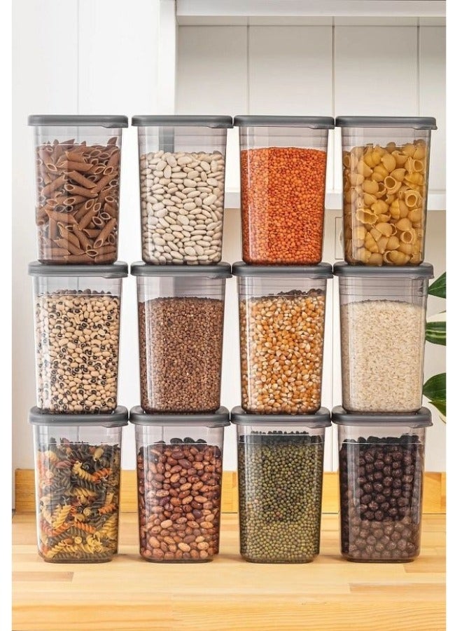 أورجانيزرز 2 قطع حاوية تخزين طعام قابلة لإعادة الاستخدام بغطاء قابل للإزالة مصنوع من البلاستيك الصحي بسعة 1.3 لتر - يمكنها تنظيم الطعام والتوابل والحبوب والمكسرات - رمادي شفاف - Image 5