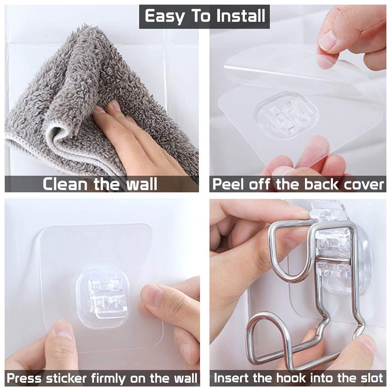 HOKIPO Magic Sticker Series Glass Wall Adhesive L Hooks With Load Capacity 5 Kg Each Ar3152 Pack Of 2 Silver - Image 5