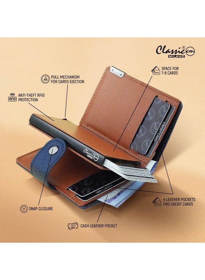 كلاسيك ميلانو محفظة كلاسيك ميلانو بحماية RFID للرجال والنساء - حامل بطاقات أوتوماتيكي بتصميم بوب أب - محفظة بطاقات آمنة ومدمجة للرجال - محفظة أنيقة للرجال والنساء - Image 2