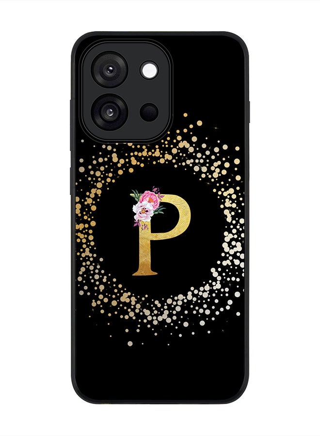 Stylizedd For OnePlus 13s / 13T Case,Slim fit Camera Protection, Shockproof Thin Phone cover  - Custom Monogram Floral - P ( Black )