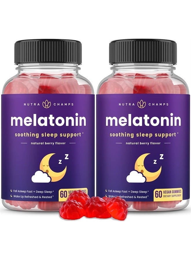 NutraChamps Melatonin Gummies for Kids & Adults | Natural Sleep Aid, Vegan Berry Flavor Kids Melatonin Gummy Supplement | 120 Sleep Gummies | 2.5mg, 5mg or 10mg Dose | Sleeping Pills Substitute (2-Pack) - Image 1