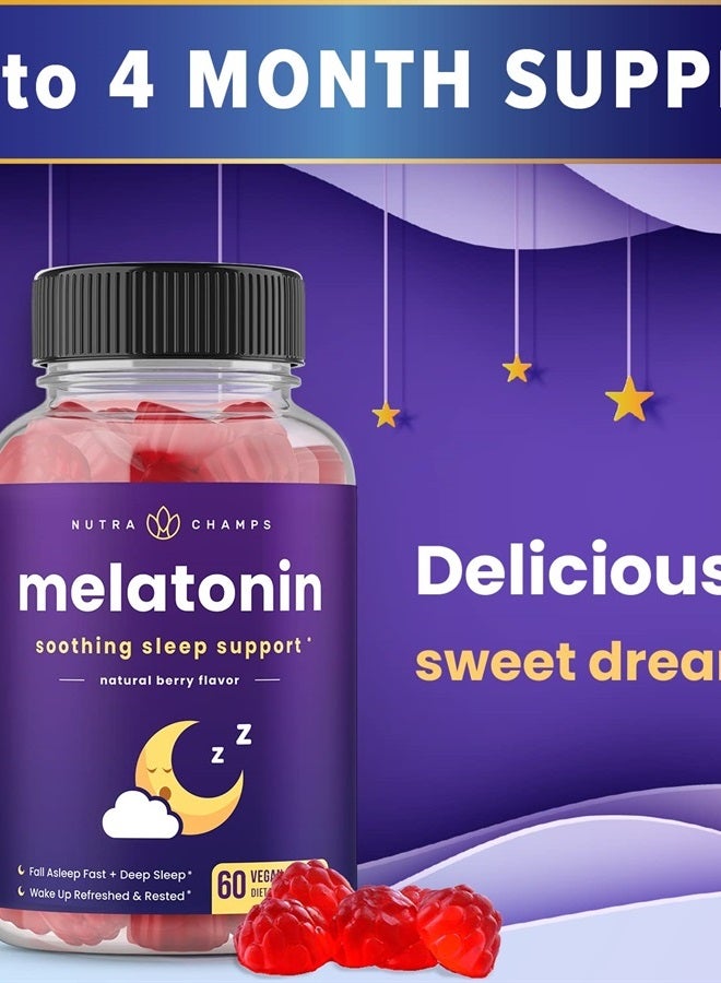 NutraChamps Melatonin Gummies for Kids & Adults | Natural Sleep Aid, Vegan Berry Flavor Kids Melatonin Gummy Supplement | 120 Sleep Gummies | 2.5mg, 5mg or 10mg Dose | Sleeping Pills Substitute (2-Pack) - Image 5