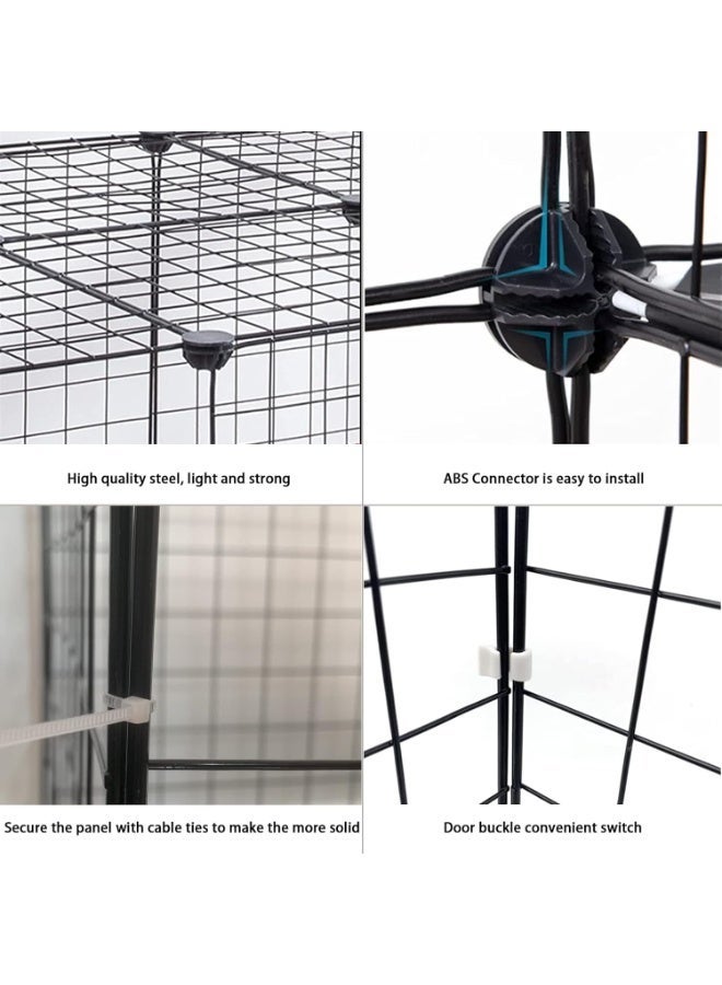سيسلي حظيرة كلاب قابلة للتركيب بسلك معدني مع باب، مقاس 35×45 سم، تصميم قابل للتخصيص، سياج حيوانات أليفة محمول للاستخدام الداخلي والخارجي، سياج قابل للطي، لون أسود - Image 4