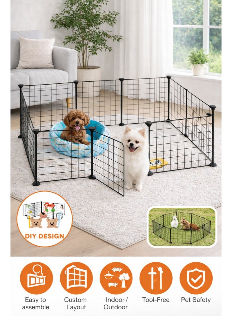 سيسلي حظيرة كلاب قابلة للتركيب بسلك معدني مع باب، مقاس 35×45 سم، تصميم قابل للتخصيص، سياج حيوانات أليفة محمول للاستخدام الداخلي والخارجي، سياج قابل للطي، لون أسود - Image 1