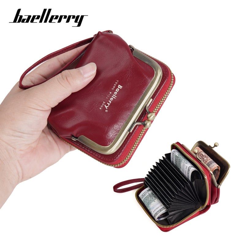 New Women''s Coin Purse baellerry Oil Wax Leather Multi-card Organ Card Bag Ins Mini Wallet Women - Image 4