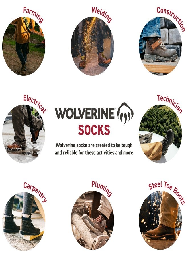 Wolverine Men's Cotton Comfort Over The Calf Sock 6 Pair Pack, Black, Men's Shoe Size 7-12 - Image 5