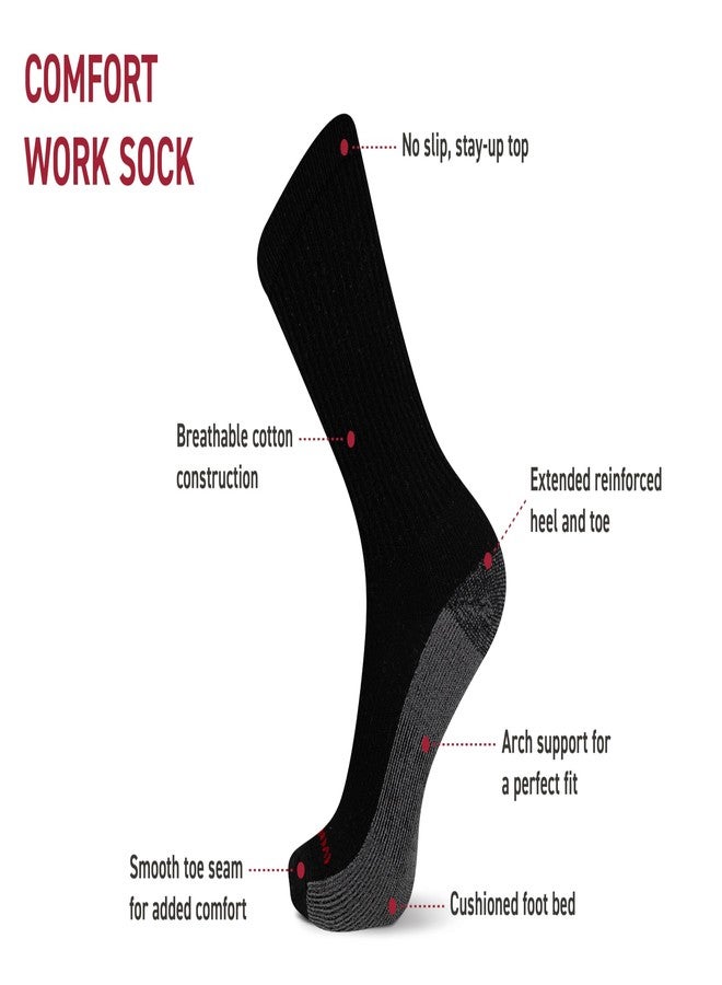 Wolverine Men's Cotton Comfort Over The Calf Sock 6 Pair Pack, Black, Men's Shoe Size 7-12 - Image 3