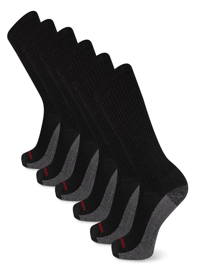 Wolverine Men's Cotton Comfort Over The Calf Sock 6 Pair Pack, Black, Men's Shoe Size 7-12 - Image 1