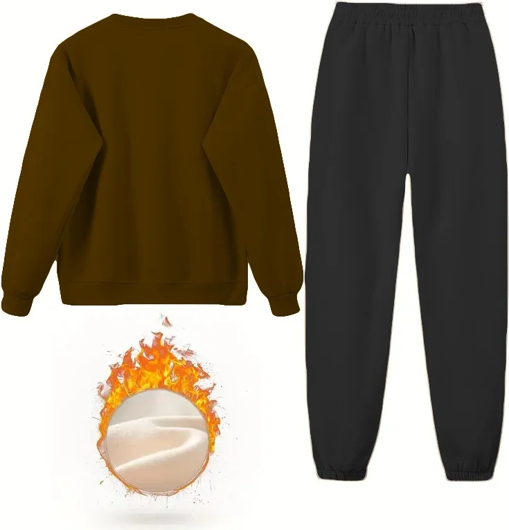 دوغ فش Tracksuit Set Oversize Leaderflock Printed Tracksuit Set,lover,couple Combination Brown