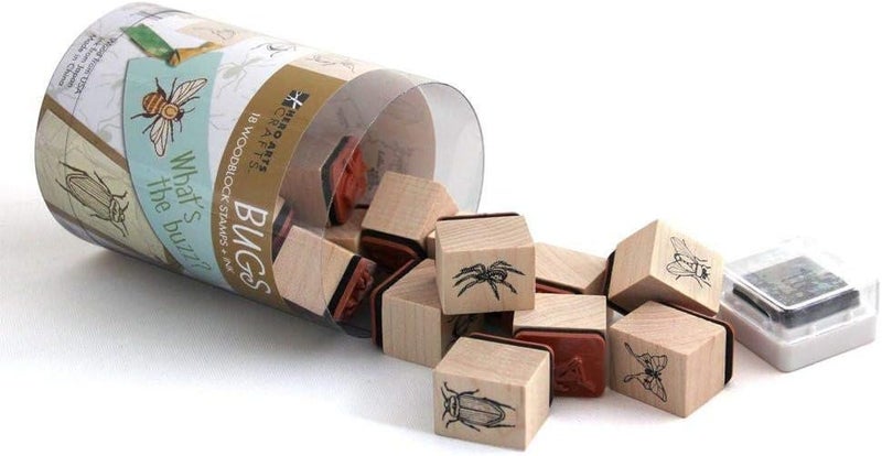 Hero Arts Ink 'n' Stamp Wood Set - Bugs with 18 Woodblock Stamps and Ink Pad