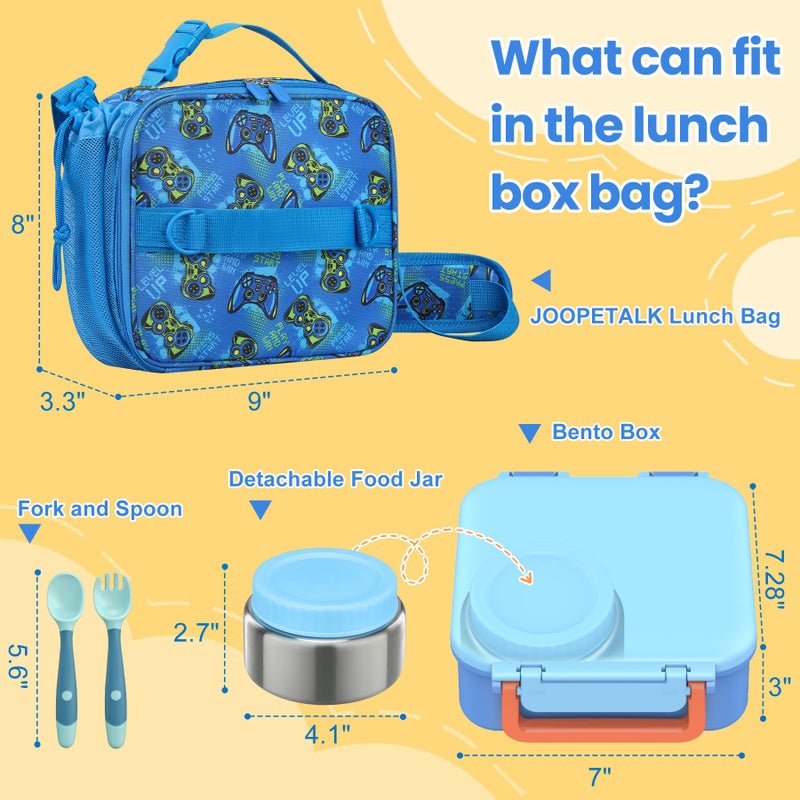 JOOPETALK Bento Lunch Box Set for Kids with 9oz Soup Thermo, Insulated Lunch Bag,Leak-proof BPA-free Lunch Food Container with 3-4 Conpartments for School Travel-Blue - Image 4