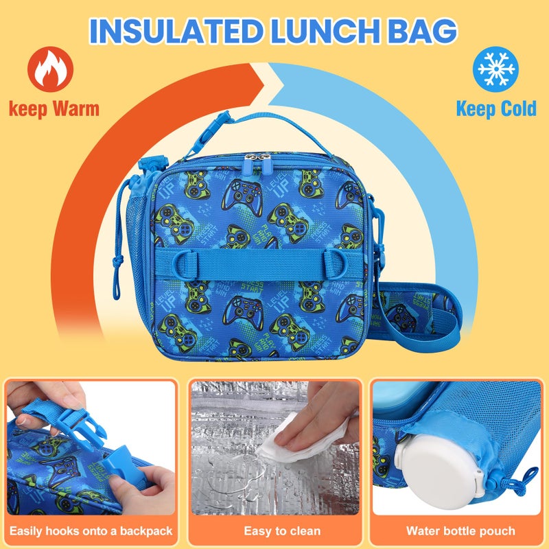 JOOPETALK Bento Lunch Box Set for Kids with 9oz Soup Thermo, Insulated Lunch Bag,Leak-proof BPA-free Lunch Food Container with 3-4 Conpartments for School Travel-Blue - Image 3