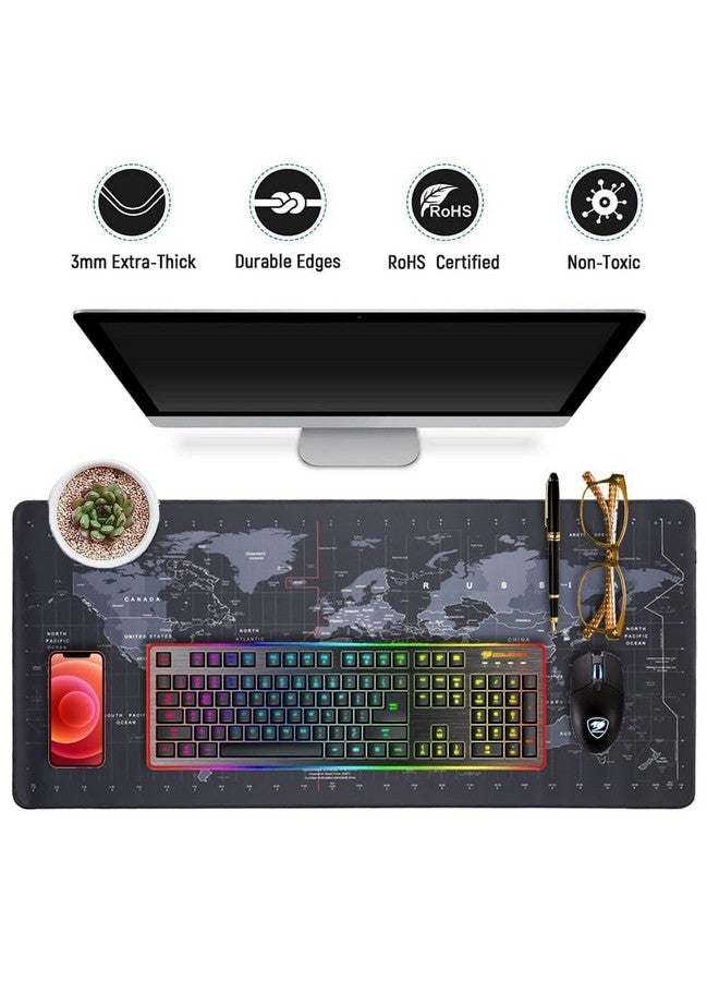 Pelikas World Map Extra Large Extended Anti Slip Rubber Gaming Stitched Mouse Pad & Keyboard Desk Mat For Computer,Laptop (World Mouse Pad) - Image 3