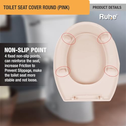 Ruhe® Super Round Toilet Seat Cover | Premium PVC Western Commode Toilet Seat Cover | Non-Slip Points and Durable Seat Cover | Easy Installation | Pink Color - Image 4